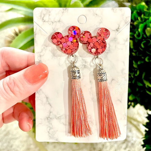 Acrylic Mickey Tassel Earrings - Picture 2 of 4